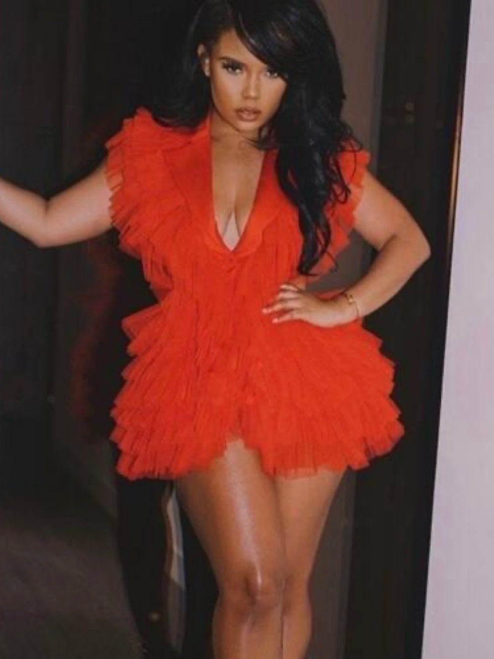 Red Ruffled Plunge Romper - Women Intimates & Sleepwear